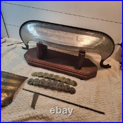 Viking Longship METAL Ship Model Large 27 Sailboat Vintage Needs Love VINTAGE