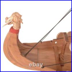 Viking Small Ship Model Handcrafted Wooden Ship With Detailed Stitched Sail