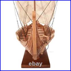 Viking Small Ship Model Handcrafted Wooden Ship With Detailed Stitched Sail