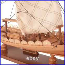 Viking Small Ship Model Handcrafted Wooden Ship With Detailed Stitched Sail