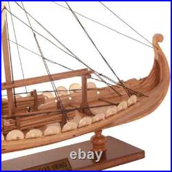Viking Small Ship Model Handcrafted Wooden Ship With Detailed Stitched Sail