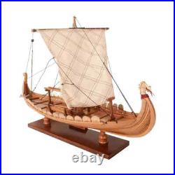 Viking Small Ship Model Handcrafted Wooden Ship With Detailed Stitched Sail