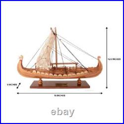 Viking Small Ship Model Handcrafted Wooden Ship With Detailed Stitched Sail