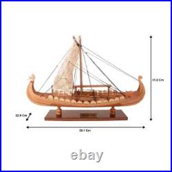 Viking Small Ship Model Handcrafted Wooden Ship With Detailed Stitched Sail