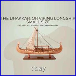 Viking Small Ship Model Handcrafted Wooden Ship With Detailed Stitched Sail