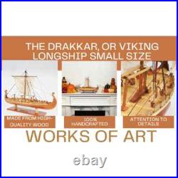 Viking Small Ship Model Handcrafted Wooden Ship With Detailed Stitched Sail