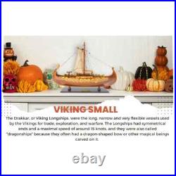 Viking Small Ship Model Handcrafted Wooden Ship With Detailed Stitched Sail