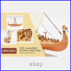 Viking Small Ship Model Handcrafted Wooden Ship With Detailed Stitched Sail