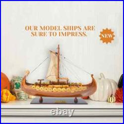 Viking Small Ship Model Handcrafted Wooden Ship With Detailed Stitched Sail