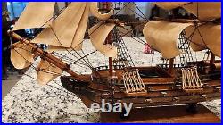 Vintage Decorative hand made wooden model SHIP natural materials Hms Victory