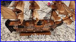 Vintage Decorative hand made wooden model SHIP natural materials Hms Victory
