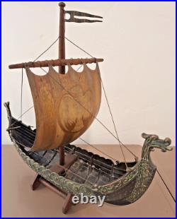 Vintage Edward Aagaard Dragon Figurehead Copper and Bronze Viking Ship 17 x 14