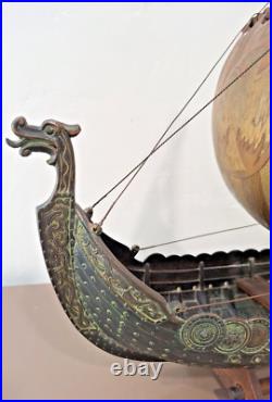 Vintage Edward Aagaard Dragon Figurehead Copper and Bronze Viking Ship 17 x 14