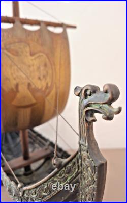 Vintage Edward Aagaard Dragon Figurehead Copper and Bronze Viking Ship 17 x 14