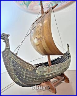 Vintage Edward Aagaard Dragon Figurehead Copper and Bronze Viking Ship 17 x 14