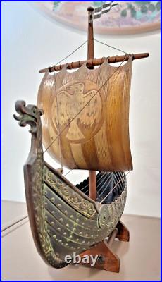 Vintage Edward Aagaard Dragon Figurehead Copper and Bronze Viking Ship 17 x 14