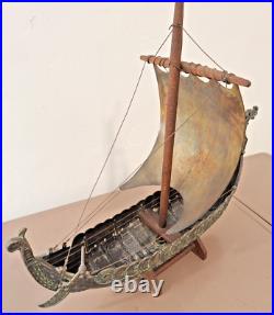 Vintage Edward Aagaard Dragon Figurehead Copper and Bronze Viking Ship 17 x 14