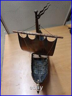 Vintage Edward Aagaard Iron Art Bronze Viking Ship Copenhagen Denmark 16 long