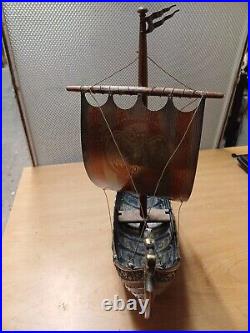 Vintage Edward Aagaard Iron Art Bronze Viking Ship Copenhagen Denmark 16 long