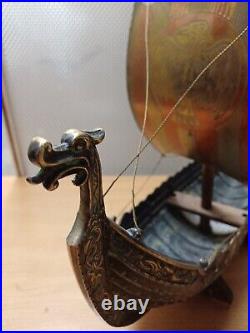 Vintage Edward Aagaard Iron Art Bronze Viking Ship Copenhagen Denmark 16 long