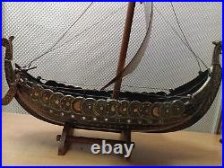 Vintage Edward Aagaard Iron Art Bronze Viking Ship Copenhagen Denmark 16 long