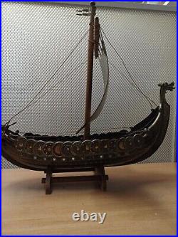 Vintage Edward Aagaard Iron Art Bronze Viking Ship Copenhagen Denmark 16 long