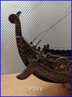 Vintage Edward Aagaard Iron Art Bronze Viking Ship Copenhagen Denmark 16 long