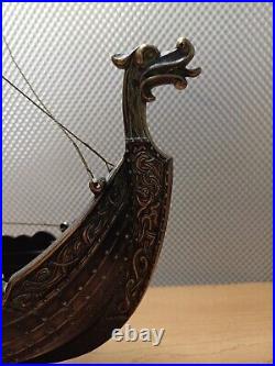 Vintage Edward Aagaard Iron Art Bronze Viking Ship Copenhagen Denmark 16 long