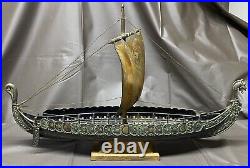 Vintage Edward EDW Aagaard Denmark Metal Viking Longship Copper & Brass 16.5