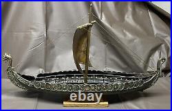 Vintage Edward EDW Aagaard Denmark Metal Viking Longship Copper & Brass 16.5