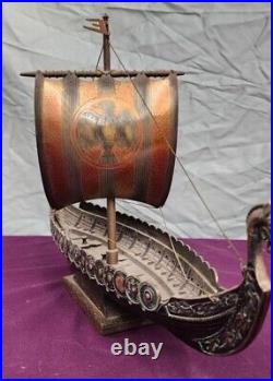 Vintage Edward EDW Aagaard Denmark Metal Viking Longship Copper & Brass 17.5