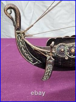 Vintage Edward EDW Aagaard Denmark Metal Viking Longship Copper & Brass 17.5