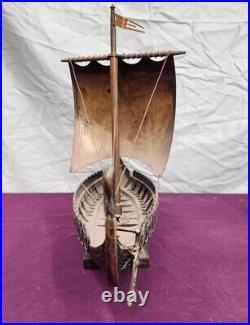 Vintage Edward EDW Aagaard Denmark Metal Viking Longship Copper & Brass 17.5