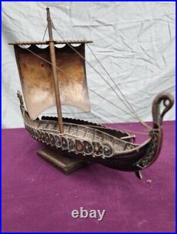 Vintage Edward EDW Aagaard Denmark Metal Viking Longship Copper & Brass 17.5