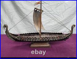 Vintage Edward EDW Aagaard Denmark Metal Viking Longship Copper & Brass 17.5