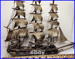 Vintage Fragata Espanola Ano 1780 Wooden Spanish Warship Model Ship Boat 24x27
