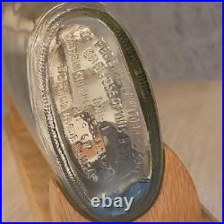 Vintage Hand Made Folk Art Decor Ship in a Bottle & Display Wooden Stand 10 Inch