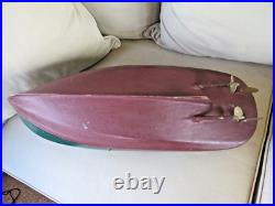 Vintage Large Wood Model 24 Tugboat With Motor Was Remote Control Now Display
