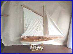 Vintage Large Wooden Handmade Sailboat Yacht Sailing Boat Boating Cloth Sail 36