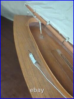 Vintage Large Wooden Handmade Sailboat Yacht Sailing Boat Boating Cloth Sail 36