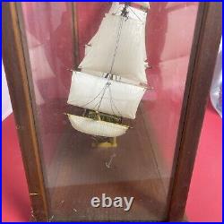 Vintage Model Ship, Captain Kidd'' In a Wooden Frame & Glass