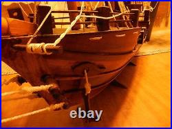 Vintage Nautical Large all Wood Pirate Sailing Ship model decor piece 30 Long