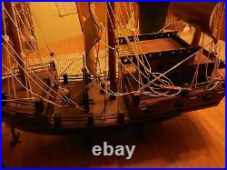 Vintage Nautical Large all Wood Pirate Sailing Ship model decor piece 30 Long