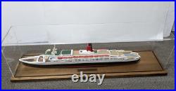 Vintage Queen Elizabeth 2 Handmade Hand Carved 28 Wooden Ship Model