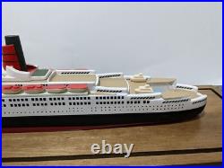 Vintage Queen Elizabeth 2 Handmade Hand Carved 28 Wooden Ship Model