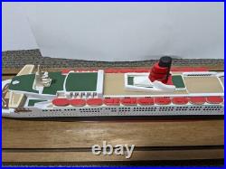 Vintage Queen Elizabeth 2 Handmade Hand Carved 28 Wooden Ship Model