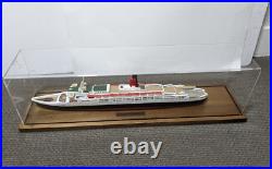 Vintage Queen Elizabeth 2 Handmade Hand Carved 28 Wooden Ship Model