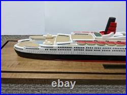 Vintage Queen Elizabeth 2 Handmade Hand Carved 28 Wooden Ship Model