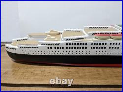 Vintage Queen Elizabeth 2 Handmade Hand Carved 28 Wooden Ship Model