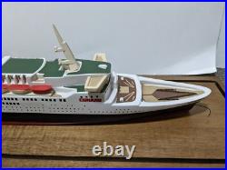 Vintage Queen Elizabeth 2 Handmade Hand Carved 28 Wooden Ship Model